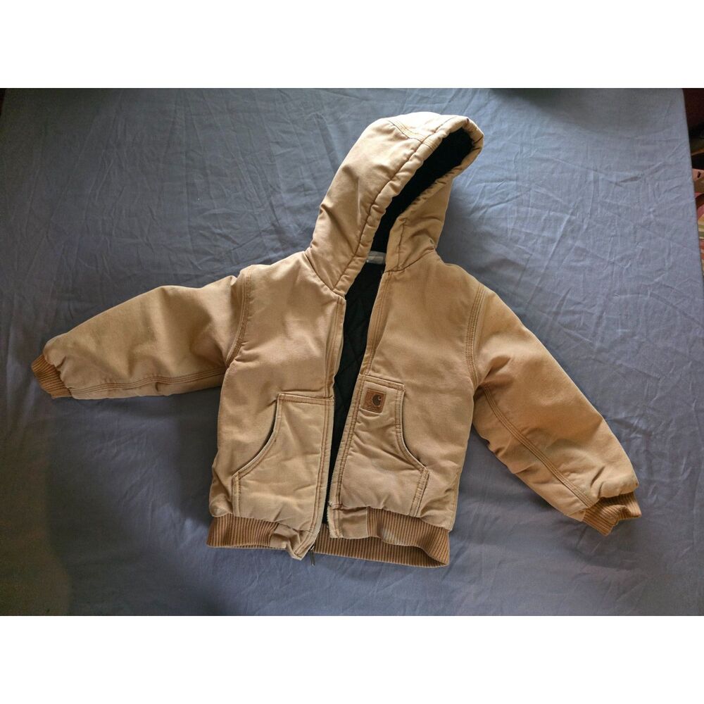 Carhartt Kids Brown Duck Canvas Hooded Active Jacket Coat - Size 6